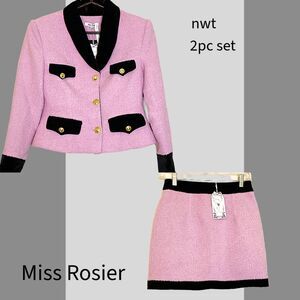 NWT 2pc Miss Rosier Emma Two-Piece Blazer and Skirt Set, Sz M, S